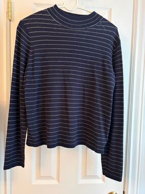 Vince black  and White Thin-Stripe Crewneck Sweater